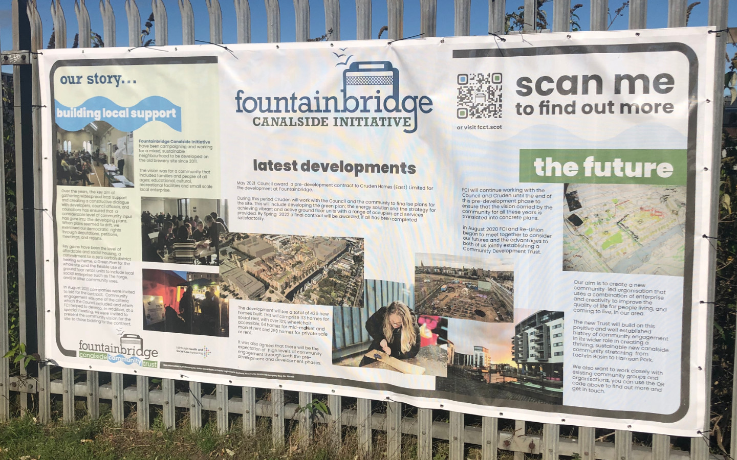 Each banner has a unique custom QR code directing to a different URL, initially these all route to the Trust's holding page but give the potentially long-lived banners baked in future proofing